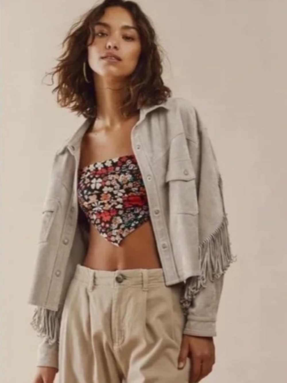 Blank NYC tan Faux Suede Fringe Jacket FIRM PRICE NO EXCEPTIONS